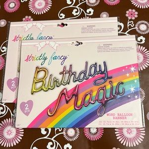 New 2 Packs of Strictly Fancy Cursive “Birthday” and “Magic” Word Balloon Banner